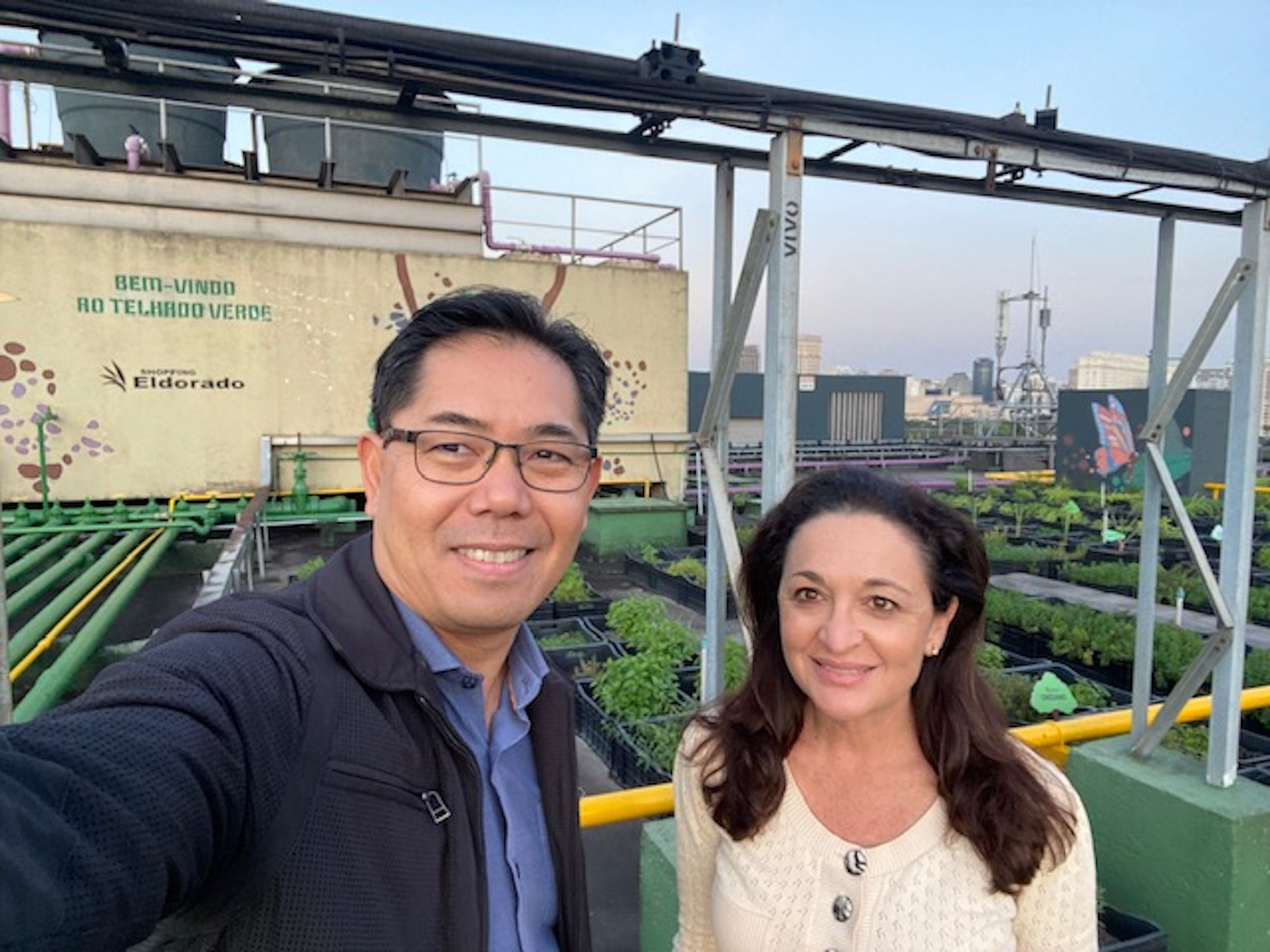 At Eldorado Shopping Mall in urban Sao Paulo, Suzanne Hollander climbed to the roof with general manager Sergio Eiji Nagai, w