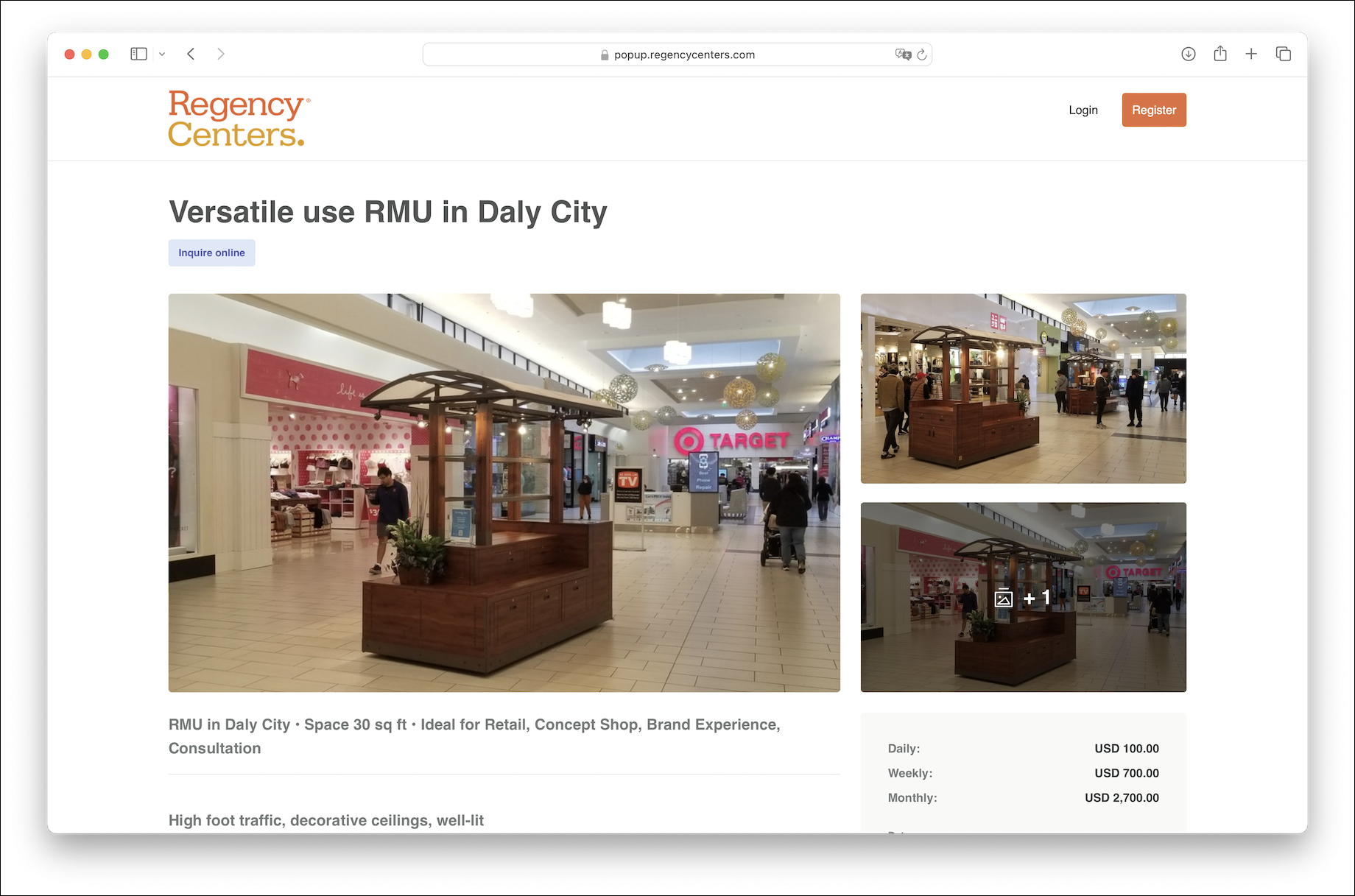 Specialty leasing tenants can use the Spacewise digital platform to grab short-term spaces at 25 Regency Centers properties, 