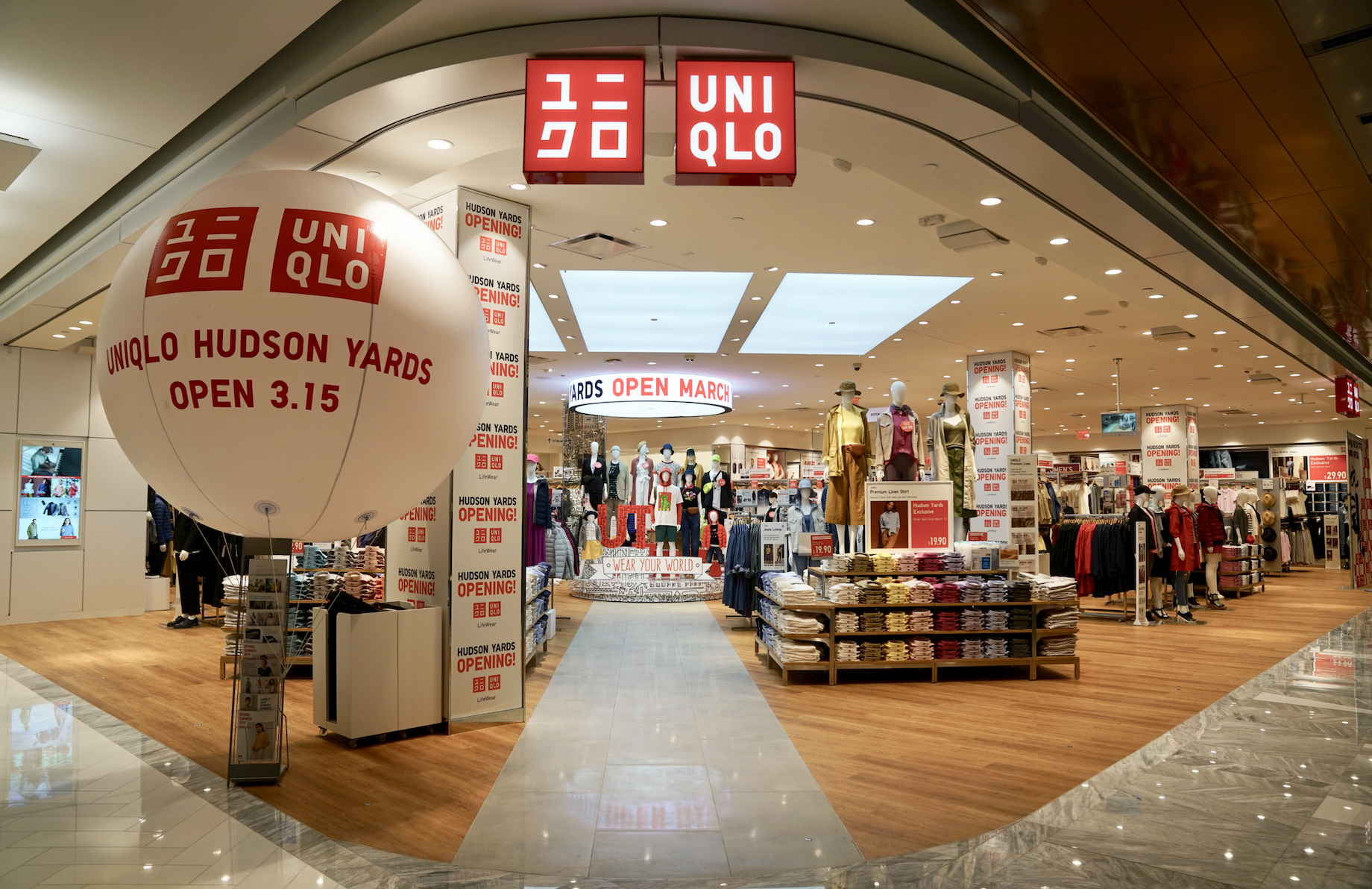Uniqlo’s store in New York City’s Hudson Yards opened in March 2019.