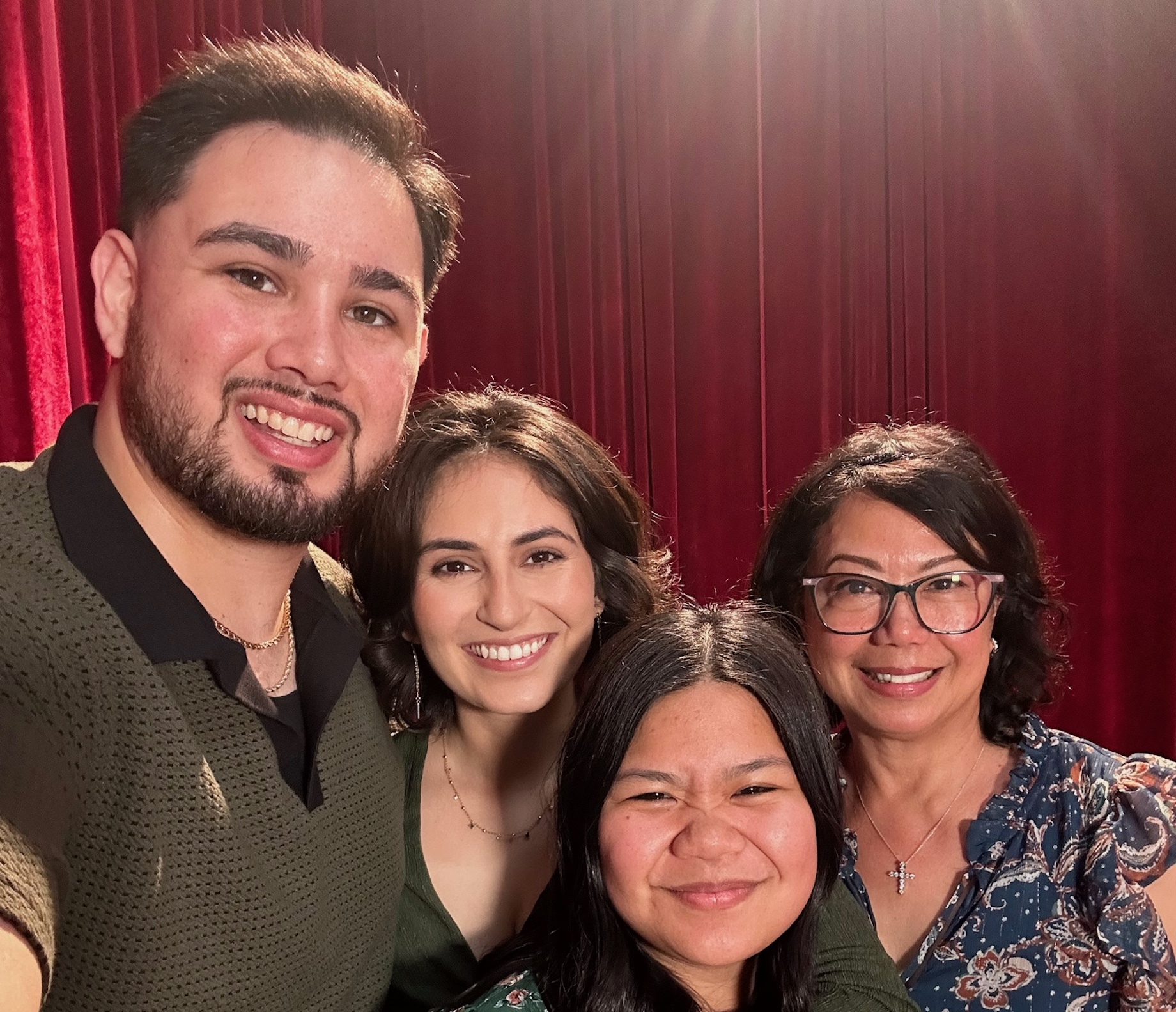 Veronica Malolos, right, with her daughter Inez, front; son Vincent; and his fiancee Laura at the couple’s March engagement p