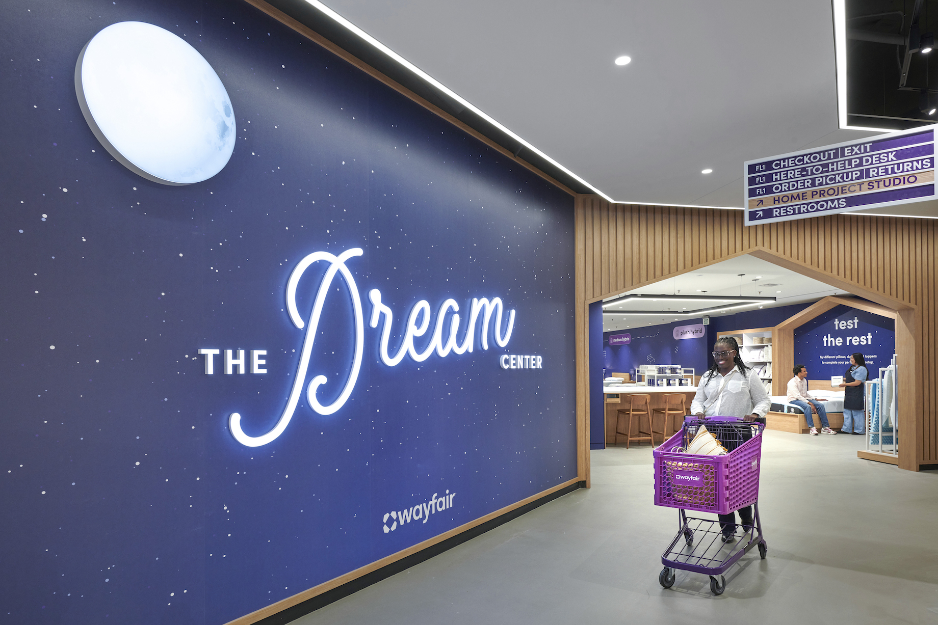 Customers can interact with associates and touch, feel and test products in person.