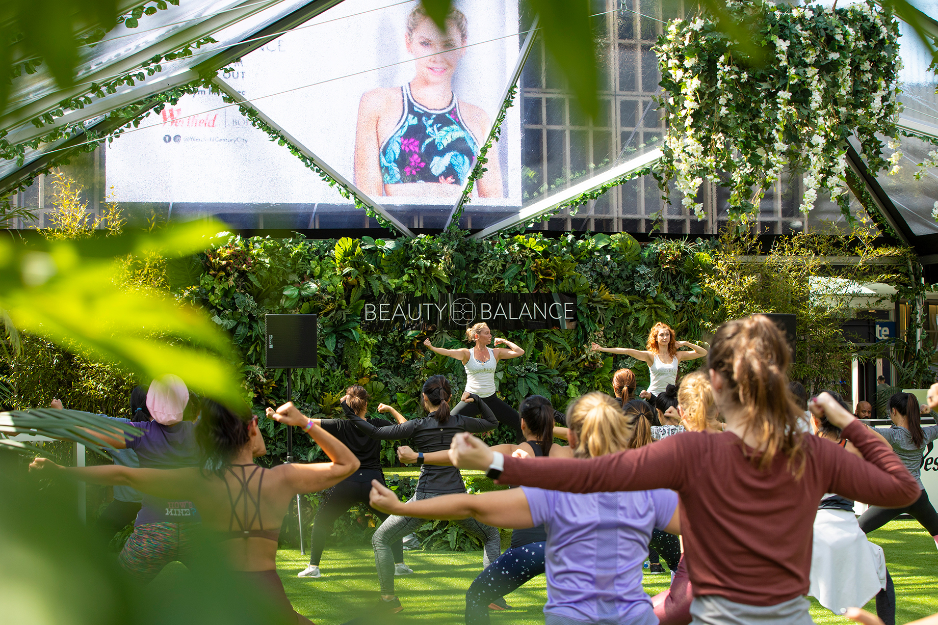An exercise class at Westfield Century City's regular Wellness Wednesday program