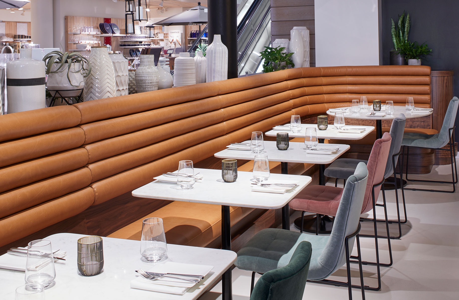 The Table at Crate features products sold in Crate & Barrel stores, from table settings to velvet chairs