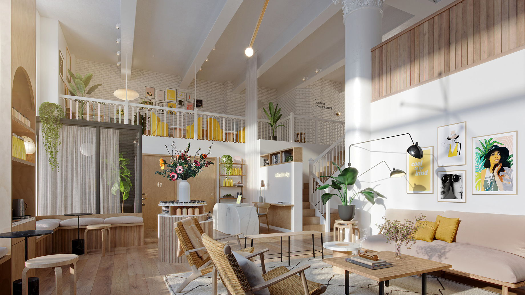 The lobby of Kindbody's new flagship, in New York City