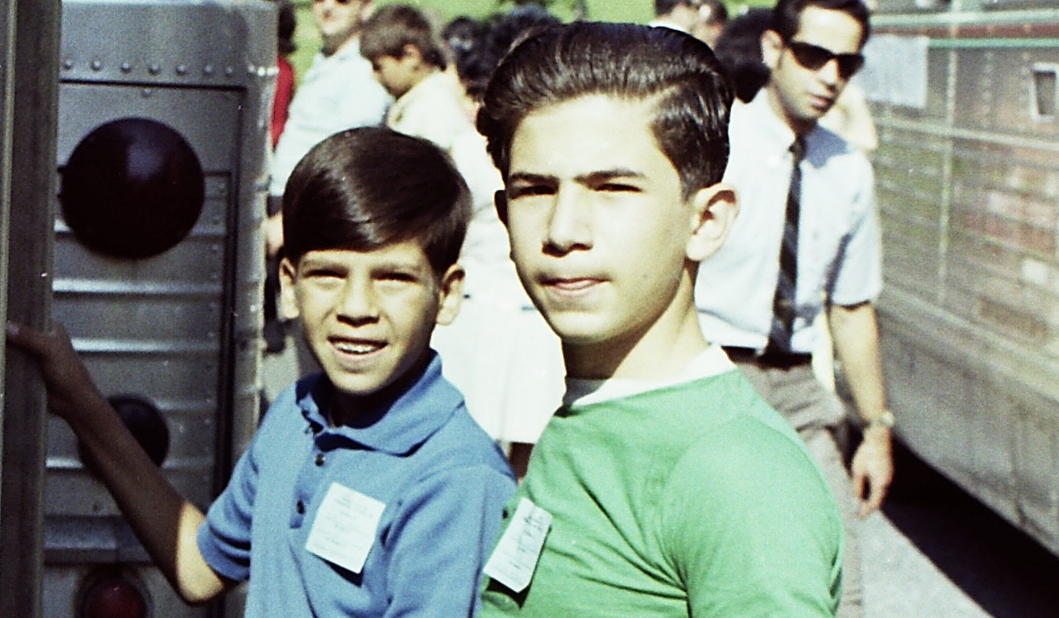 David Fink, left, and Marc Solomon have been friends since kindergarten. Here they are heading to summer camp in 1970.