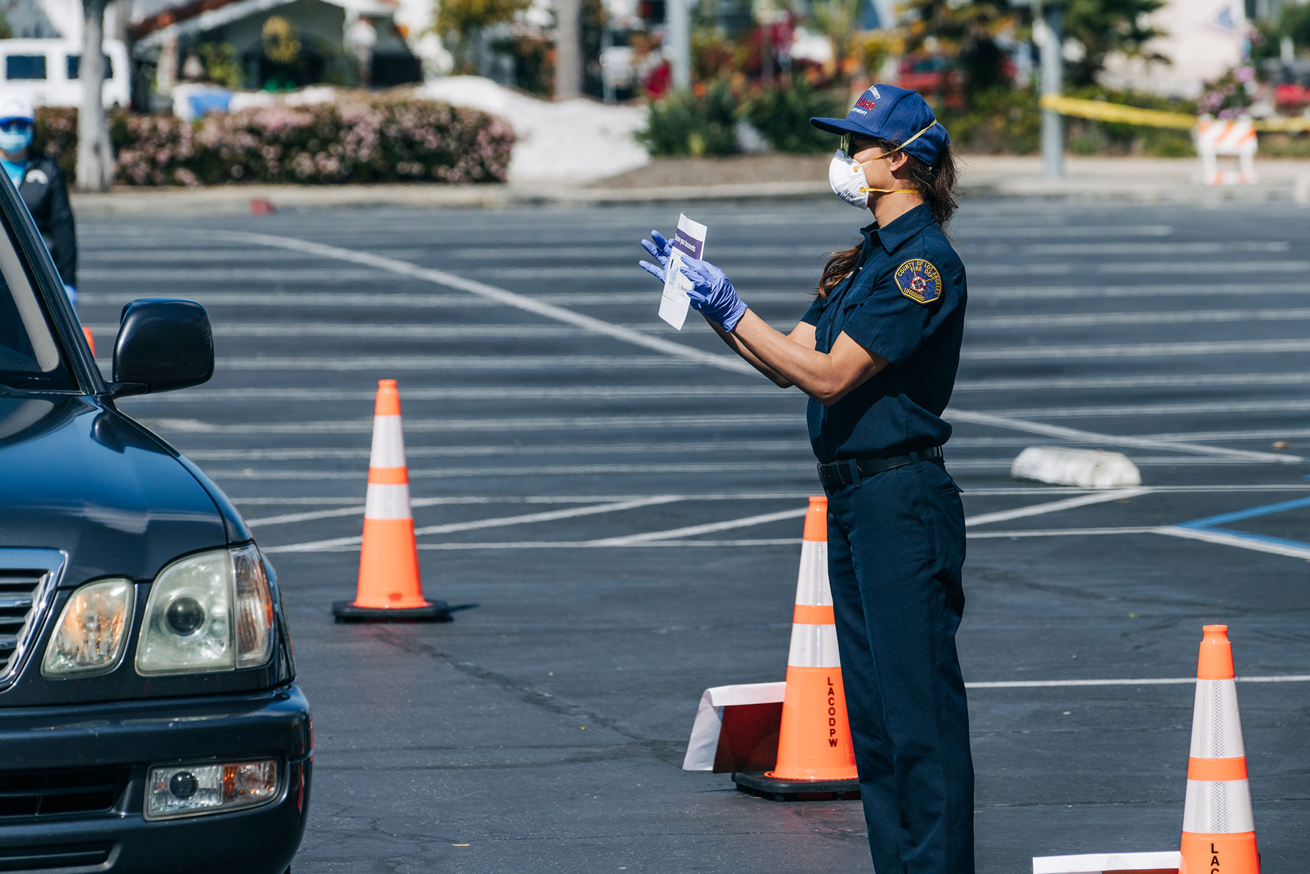 COVID-19 testing site in the parking lot of QIC's South Bay Galleria, in Redondo Beach, California