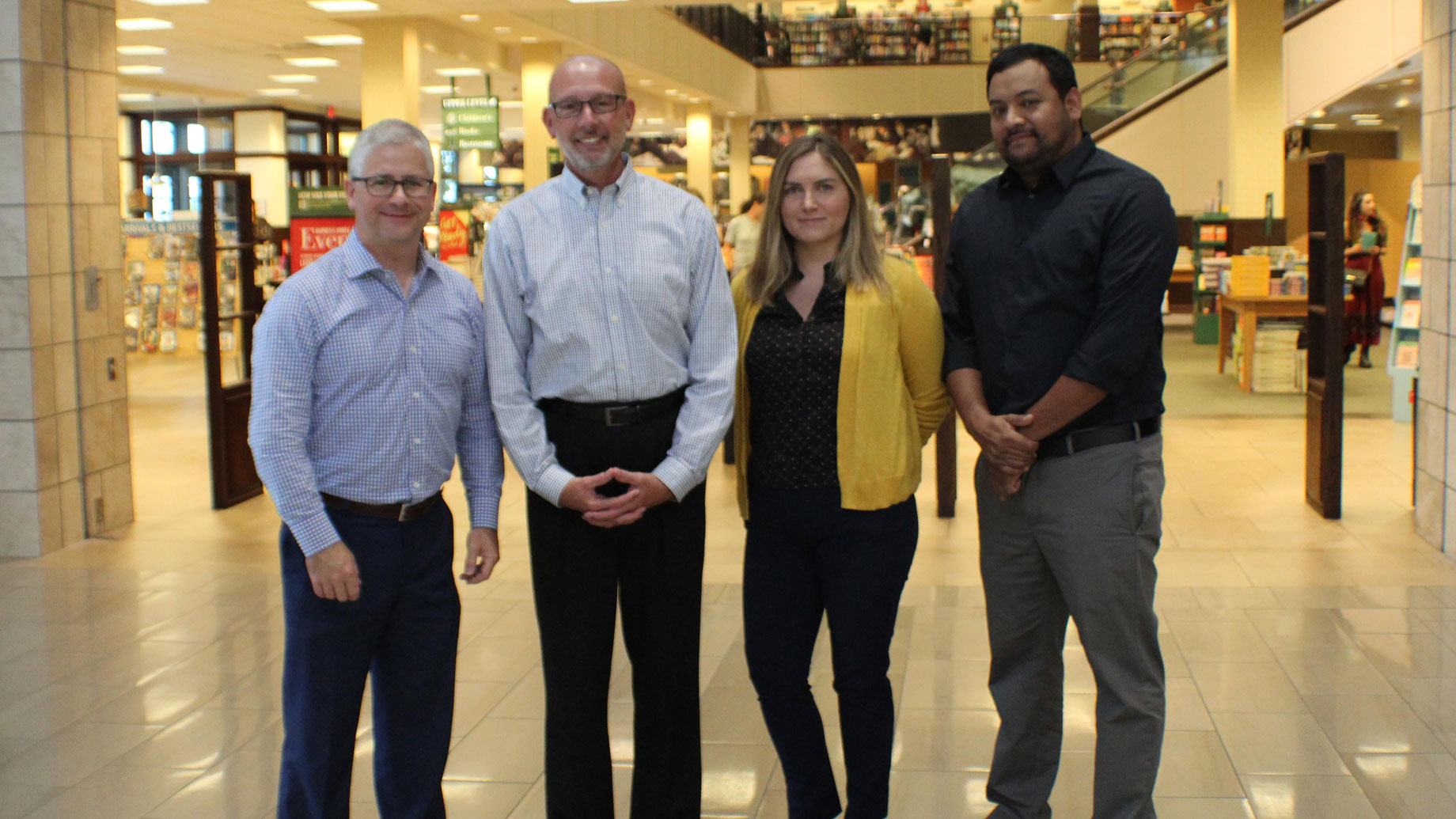 L to r: Congressman Patrick McHenry, Brad Rogers (General Manager), Casey Corbin (Specialty Leasing Manager) and Matthieu Rod