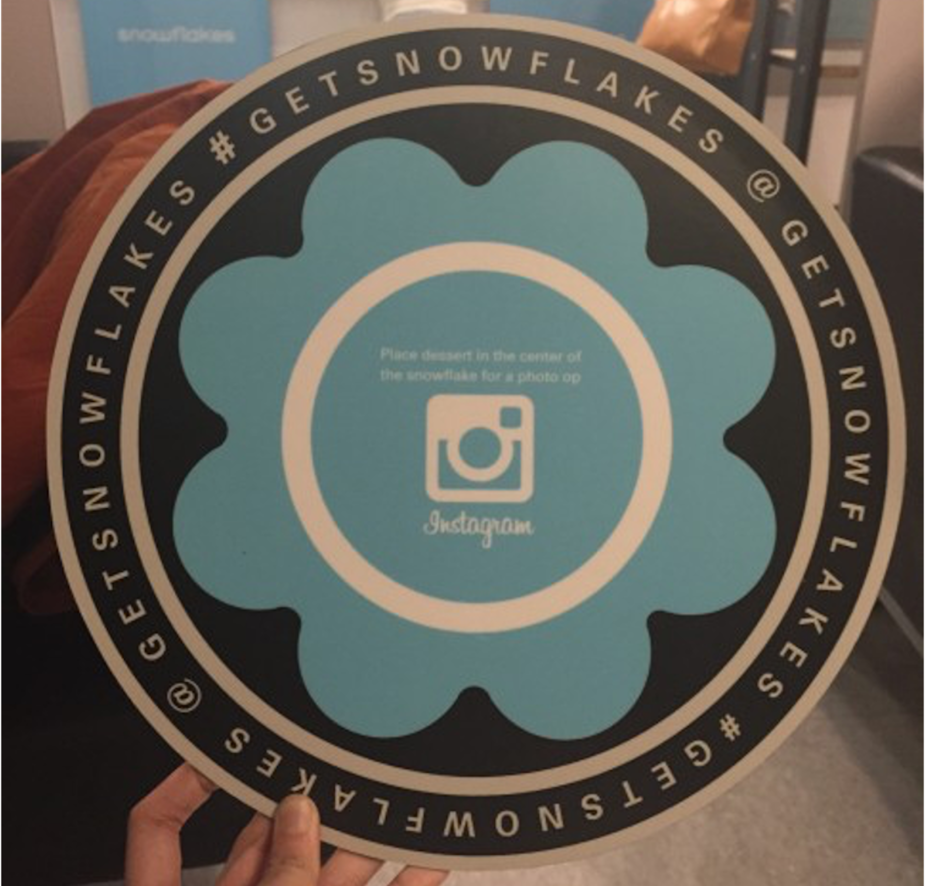 Snowflakes, a dessert store in California, has special Instagram placemats that people can use when taking photos of their sc