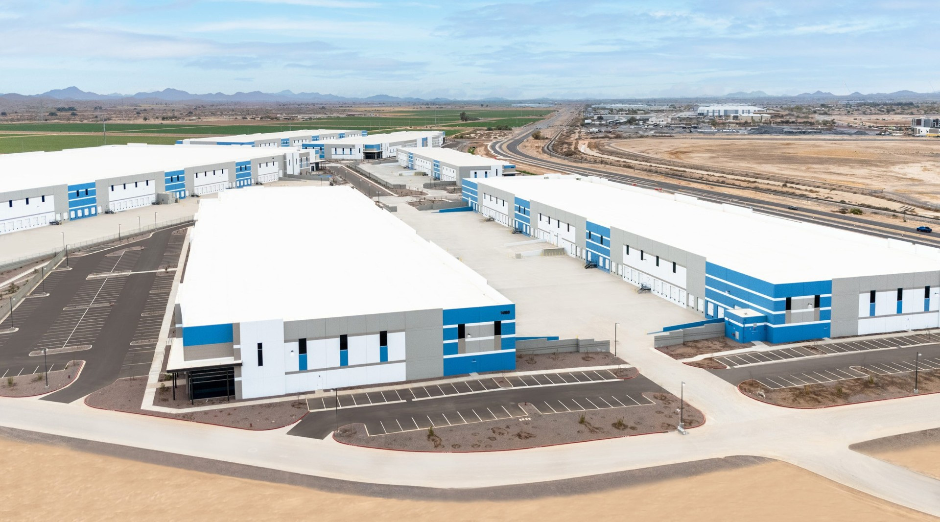 The 1.6 million-square-foot Phase 1 of Goodyear AirPark in Phoenix features warehouses and pickleball courts. The full projec